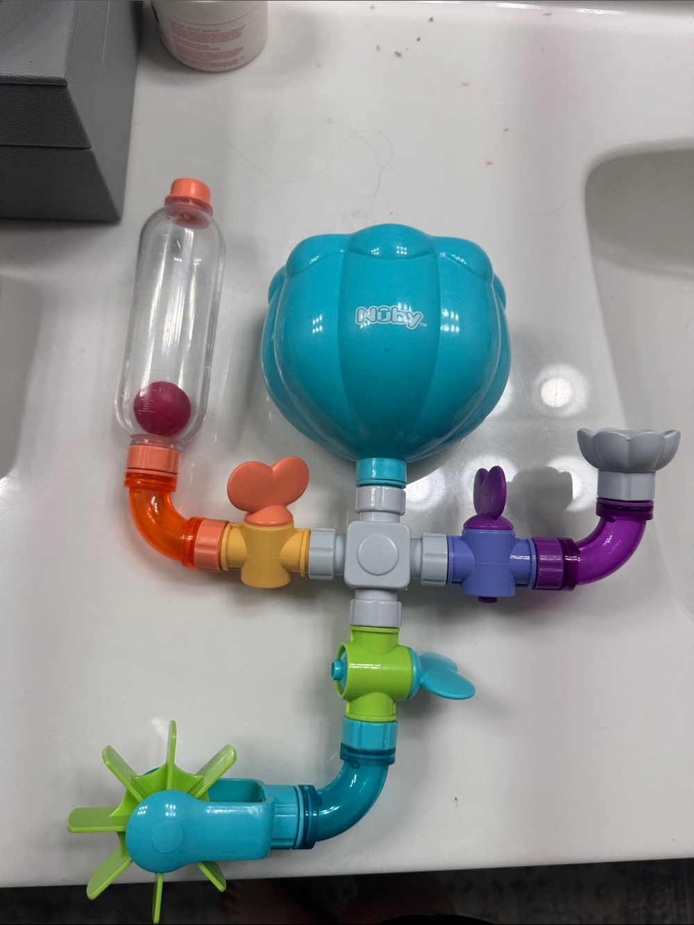 Nuby Teal and Multicolor Bath Water Play Funnel